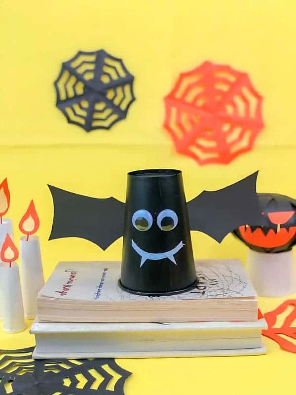 Spooky Smiling Bat Paper Cup Craft