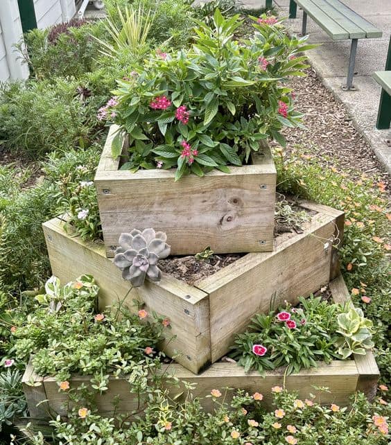 Tiered Wooden Raised Garden Bed