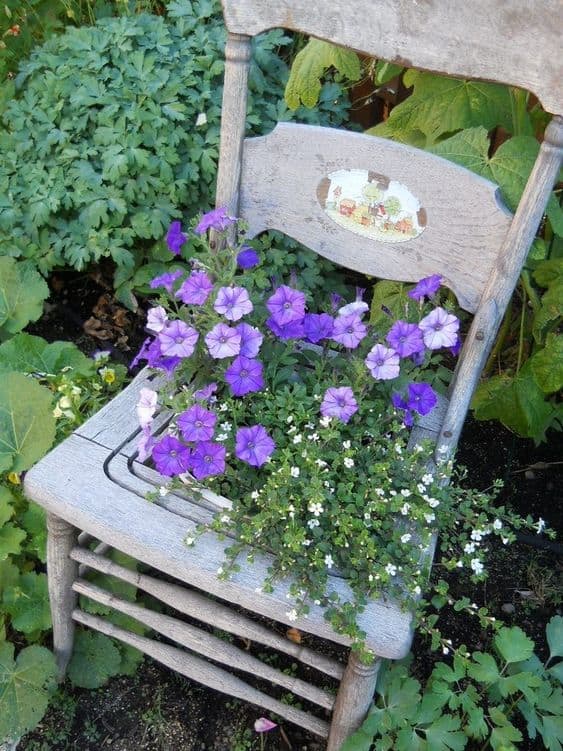 Vintage Chair Planter Raised Garden Bed