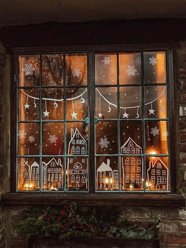 Whimsical Winter Village Window Display