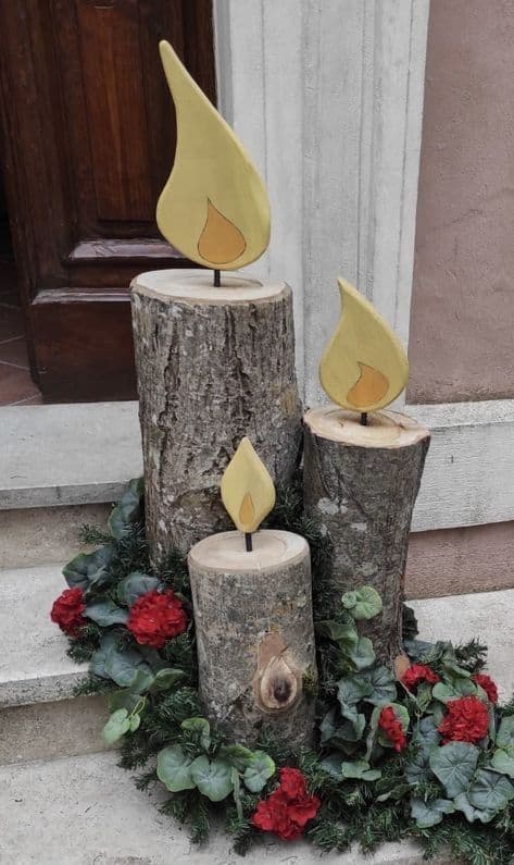 Rustic Wooden Log Candle Display