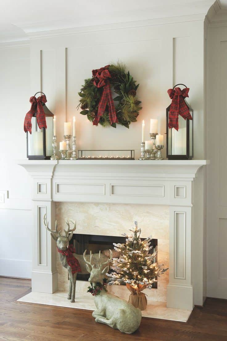 Classic Plaid Christmas Mantel Decor