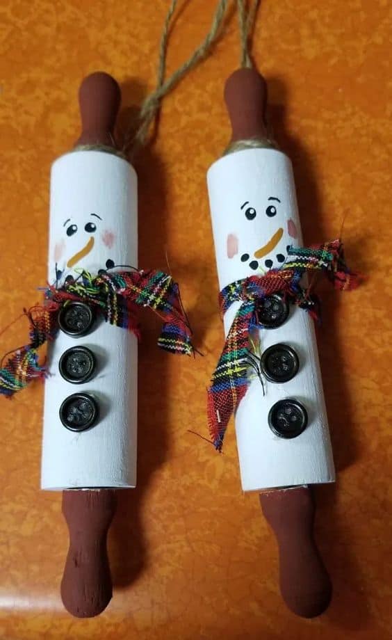 Adorable Rolling Pin Snowmen