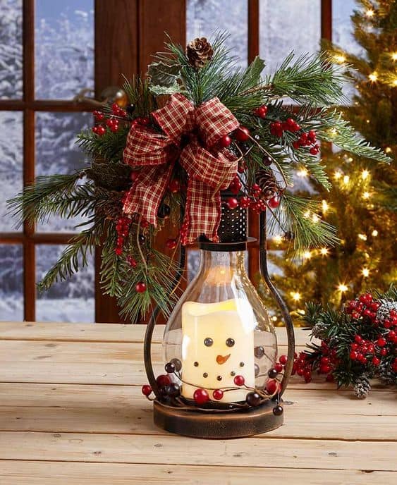 Charming Snowman Lantern Display