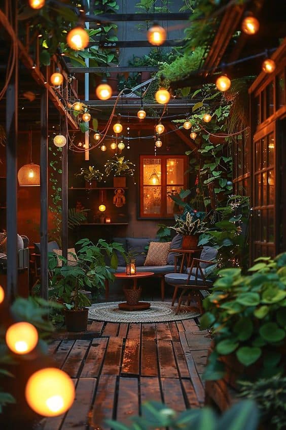 Enchanting String Light Patio