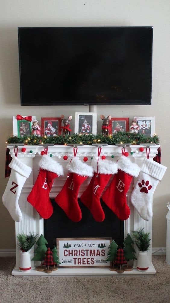 Personalized Stocking Mantel Display