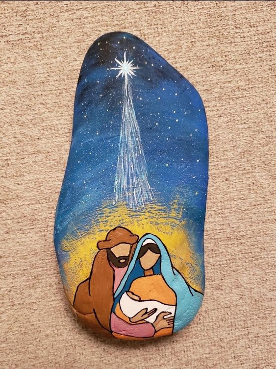 Radiant Nativity Rock Painting