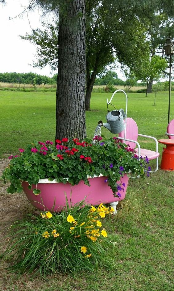 Vibrant Bathtub Planter