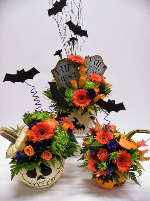 Spooky Floral Pumpkin Trio