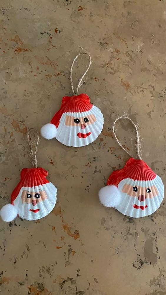 Seashell Santa Ornaments