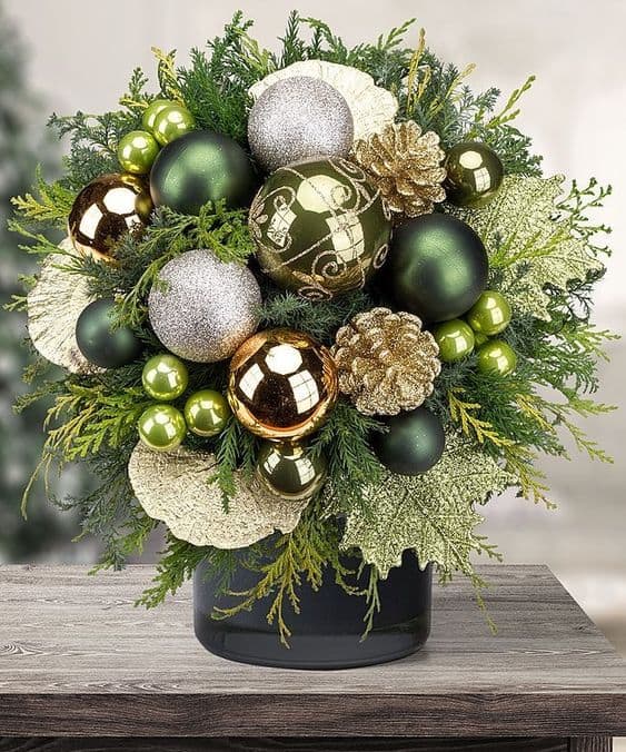 Elegant Evergreen Bauble Bouquet