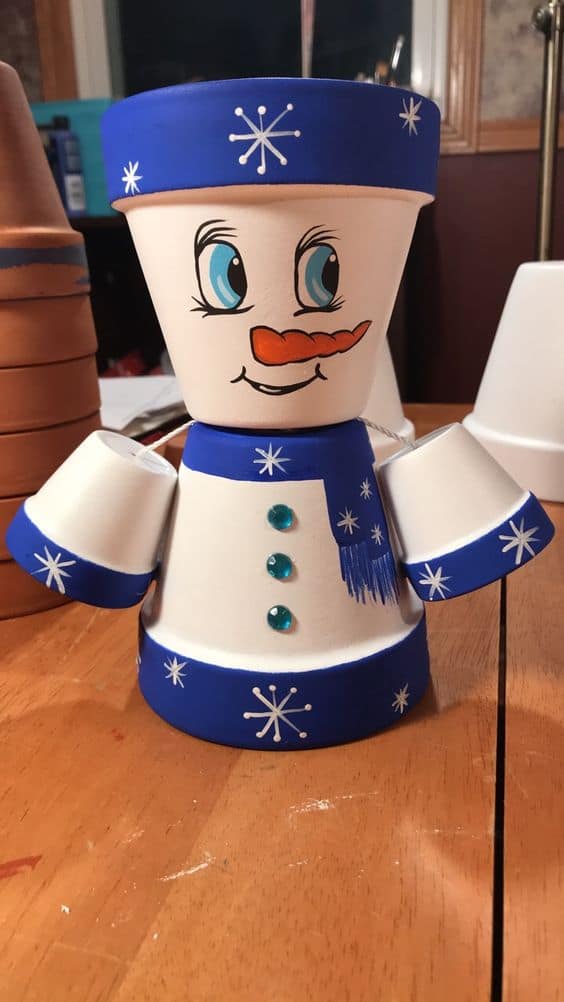 Adorable Clay Pot Snowman