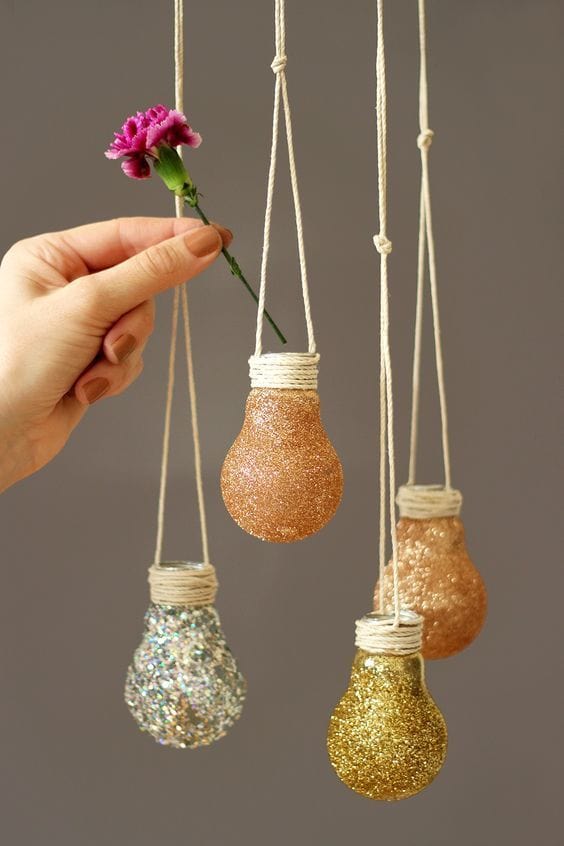 Glittering Hanging Bulb Planters