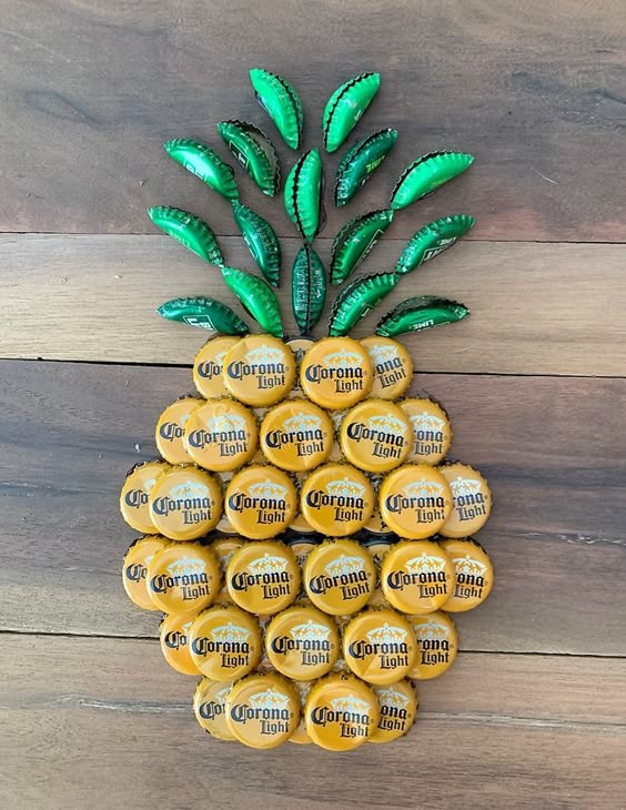 Tropical Bottle Cap Pineapple Art