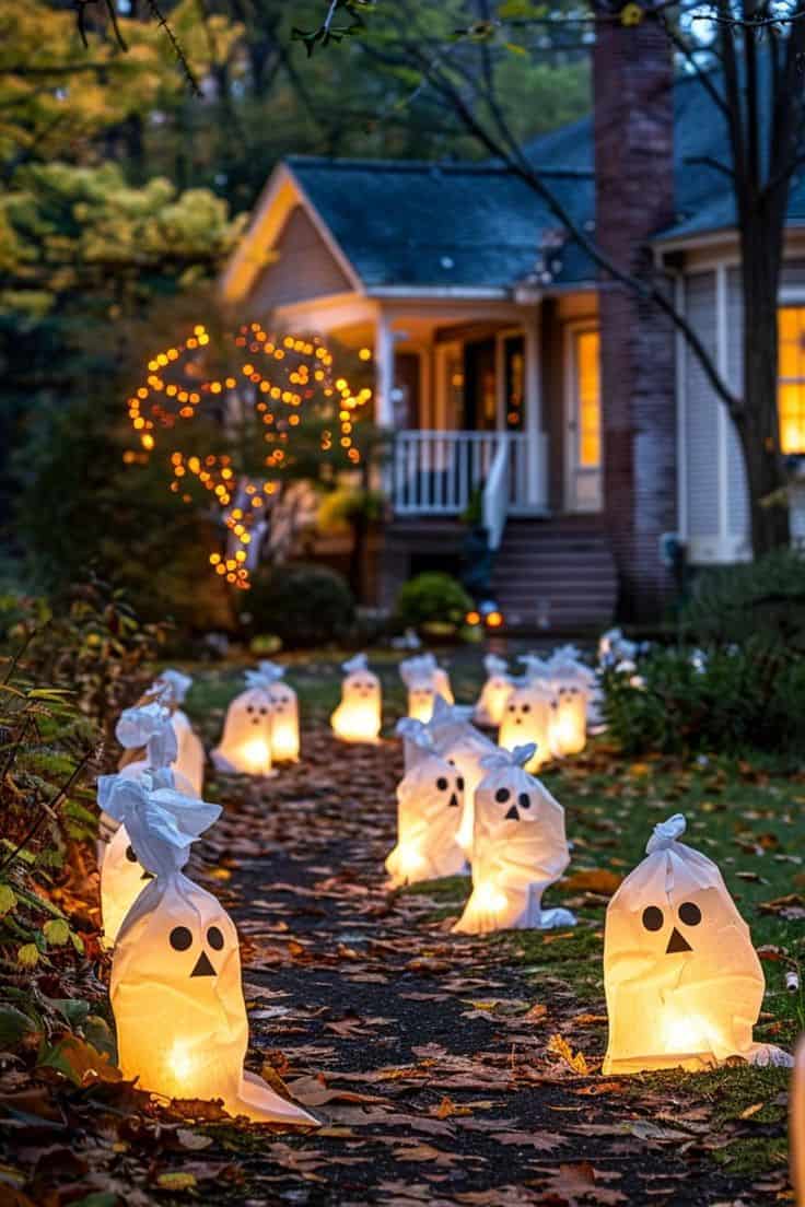 Glowing Ghost Pathway Halloween Yard Decor