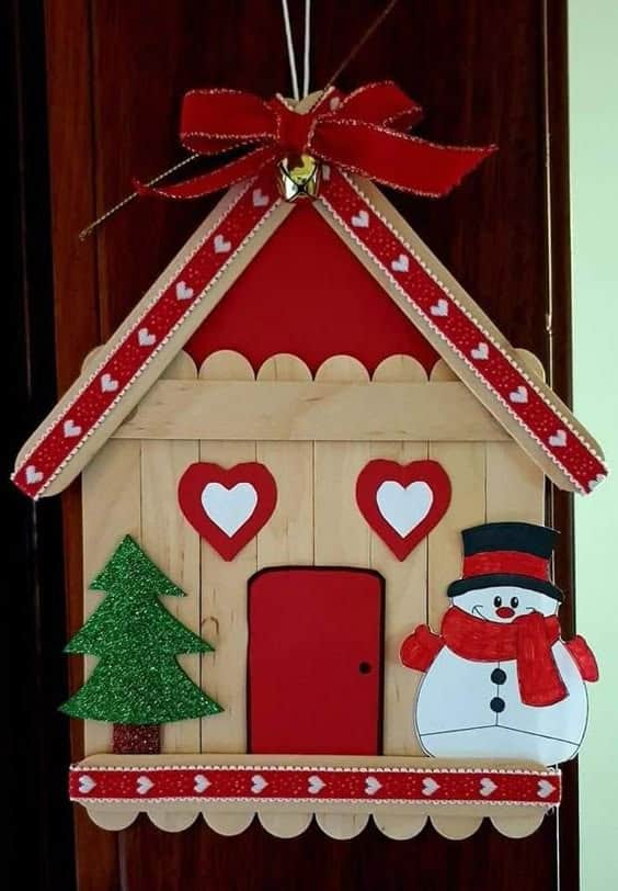 Cozy Snowman Cottage Popsicle Craft