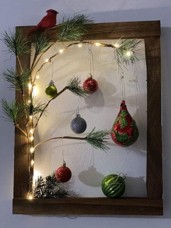 Whimsical Pine Branch Ornament Frame