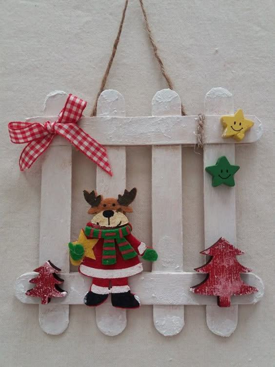 Whimsical Reindeer Holiday Fence Decor