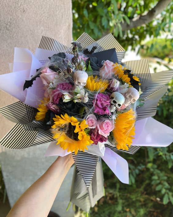 Spooky Sunflower Skull Bouquet