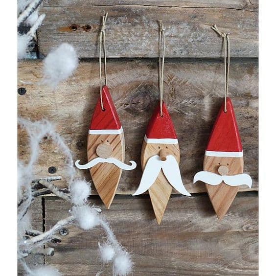 Charming Wooden Santa Ornaments