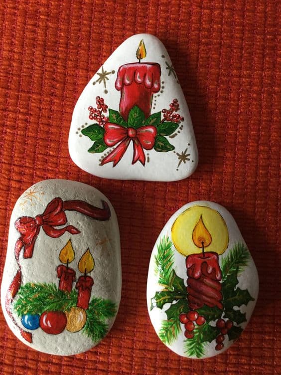 Festive Candle Rock Art