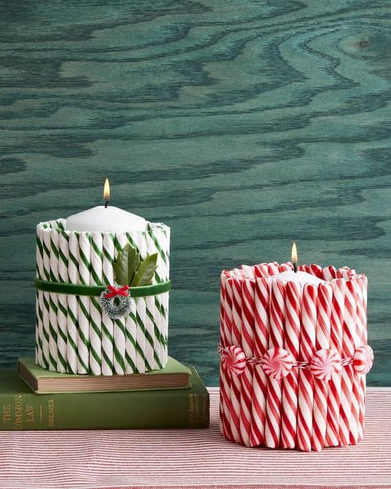 Candy Cane Candle Wrap