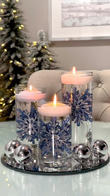 Glistening Snowflake Candle Display