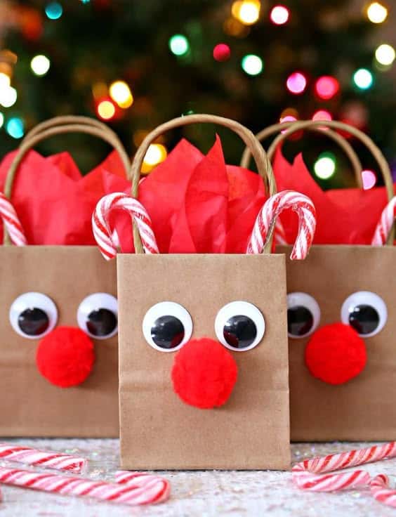 Candy Cane Reindeer Gift Bags