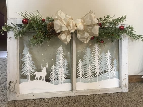 Woodland Reindeer Window