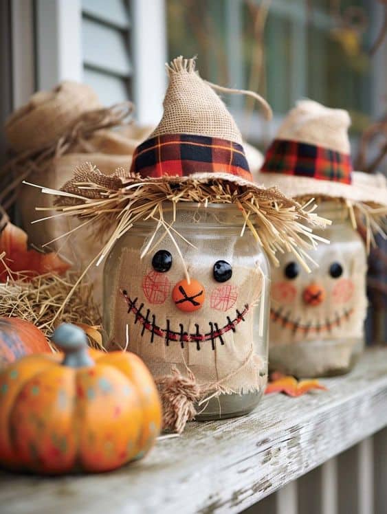 Adorable Scarecrow Mason Jars