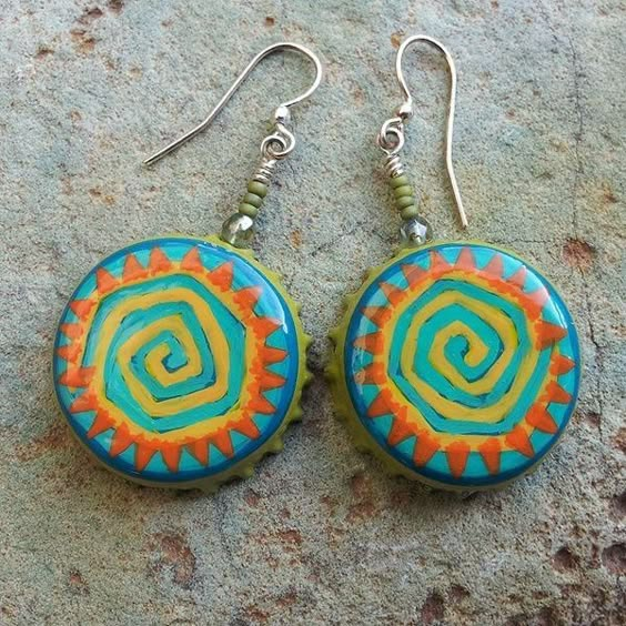 Boho Bottle Cap Earrings