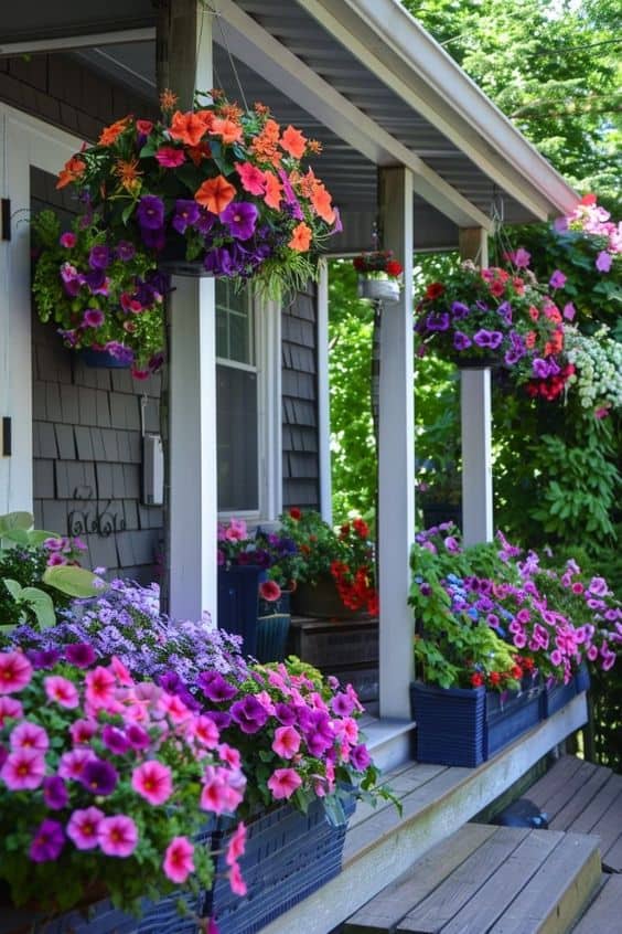 Vibrant Floral Porch Display