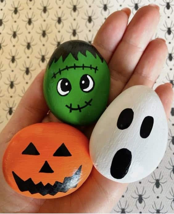 Colorful Halloween Rock Painting