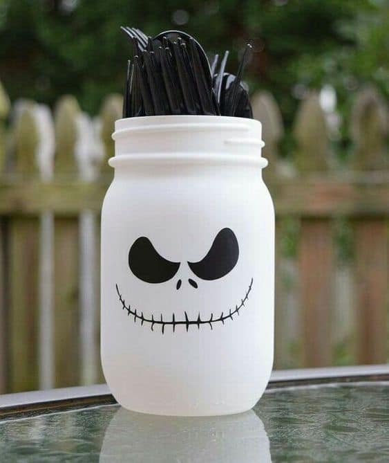 Grinning Skull Mason Jar