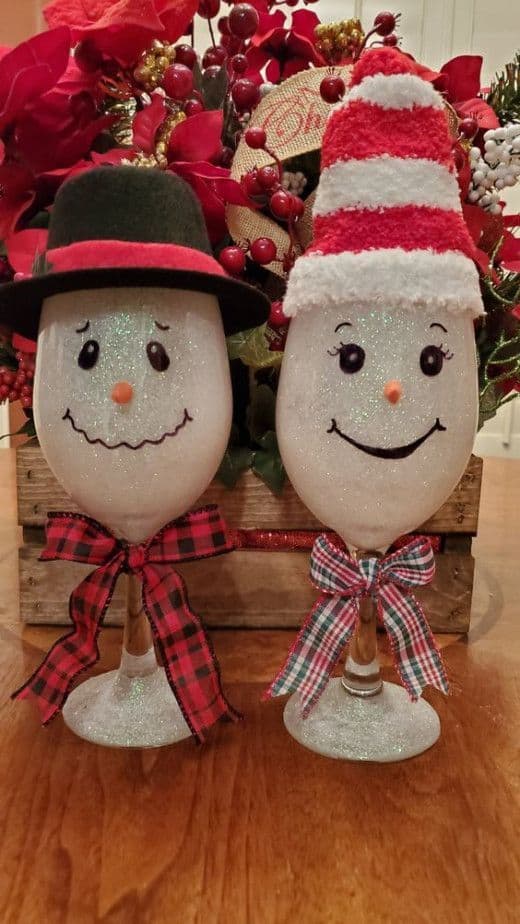 Charming Snowman Wine Glasses