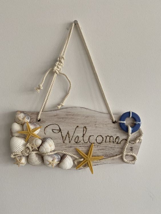 Nautical Seashell Welcome Sign