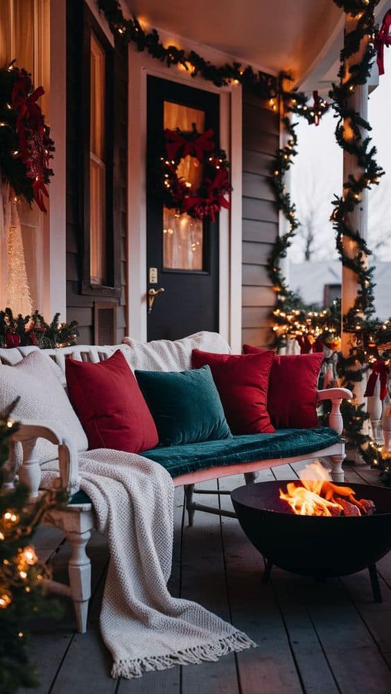 Cozy Fireside Christmas Porch