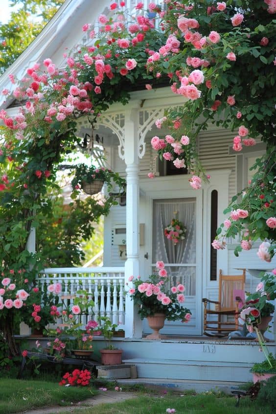 Romantic Rose-Covered Porch