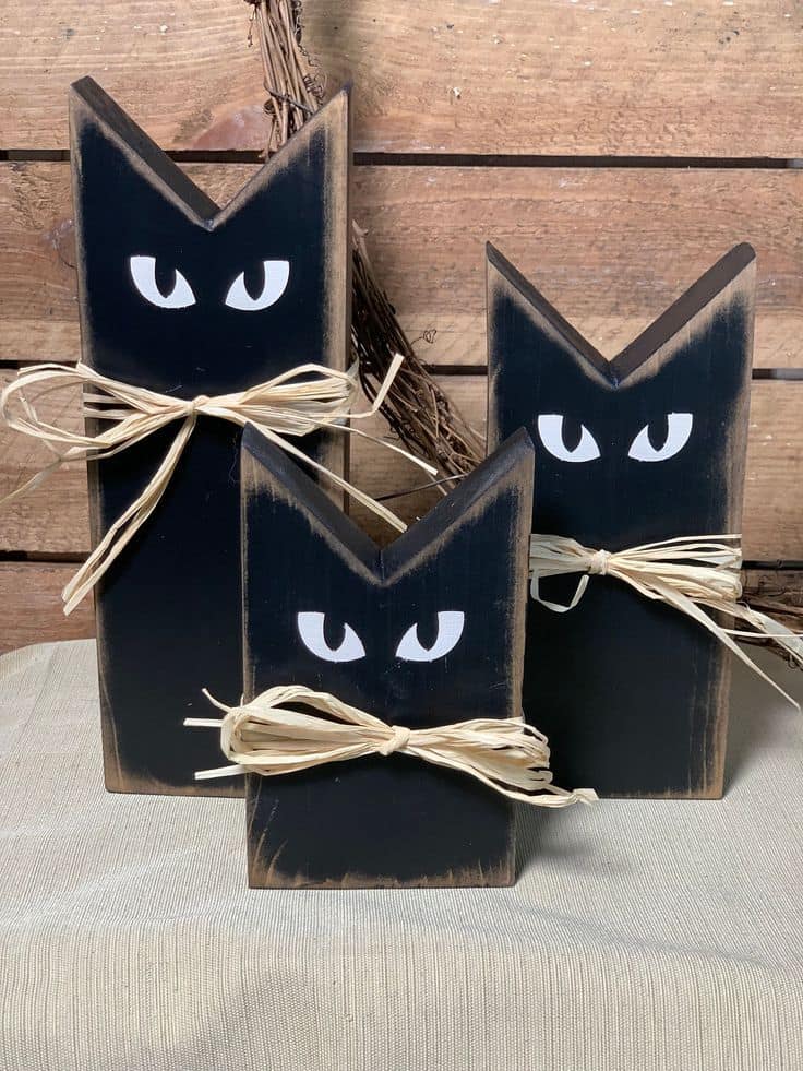 Mysterious Wooden Black Cats