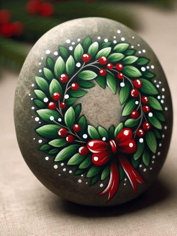 Festive Wreath Stone Art