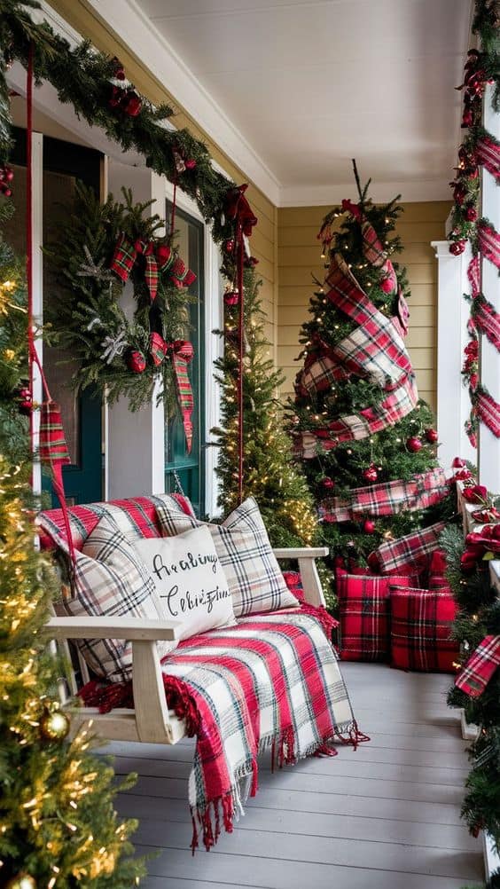 Plaid Wonderland Christmas Porch