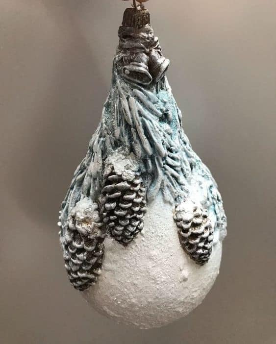 Frosted Pinecone Light Bulb Ornament