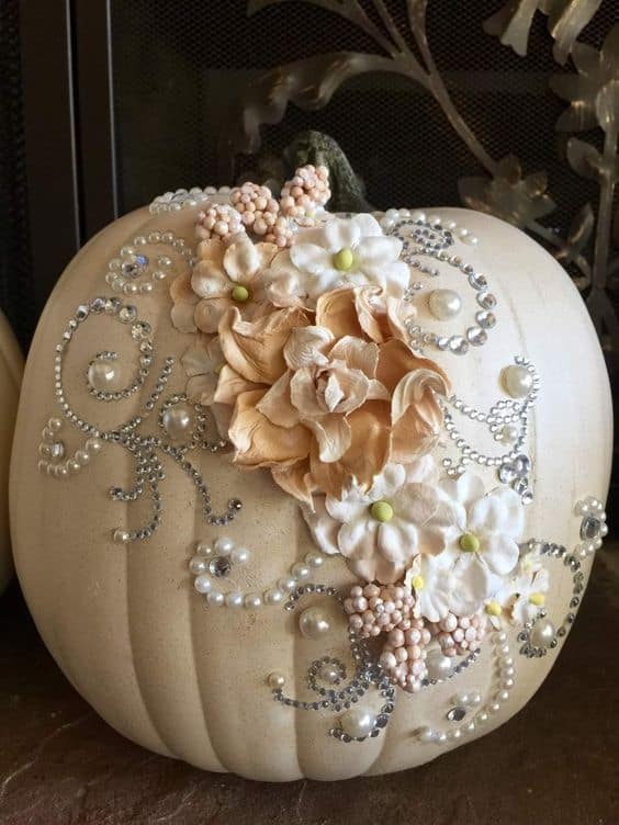 Elegant Pearl Floral Pumpkin