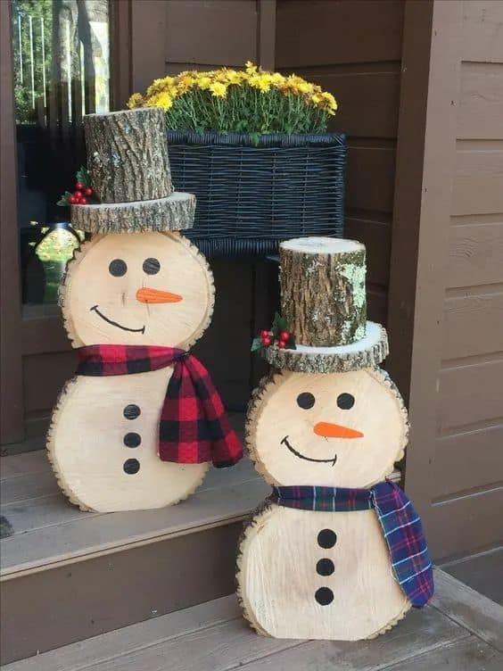 Charming Wooden Snowman Decorations