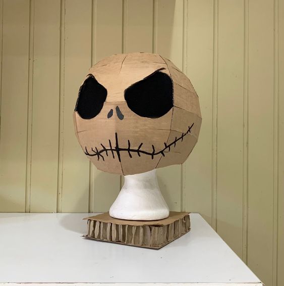 Spooky Cardboard Skull Head