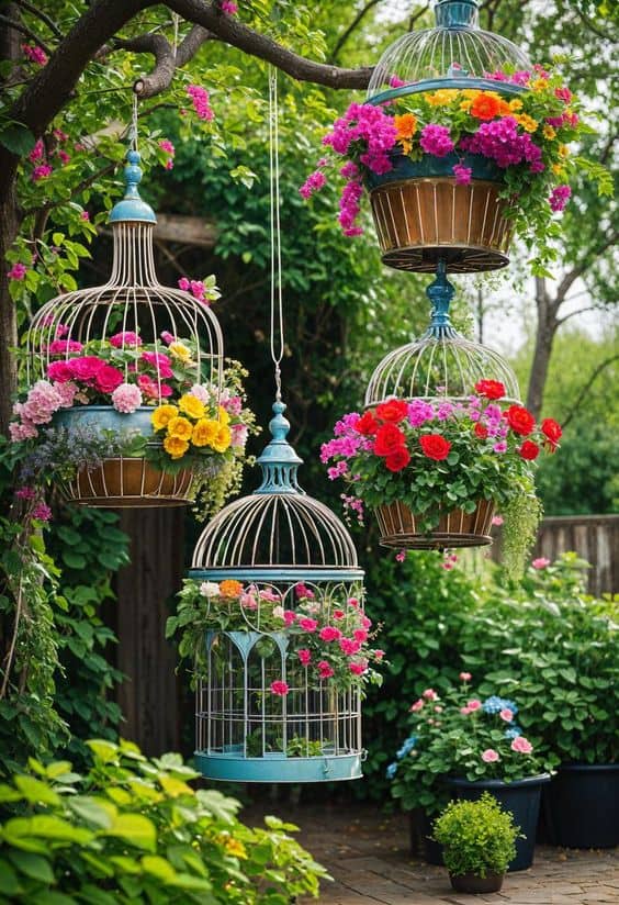 Charming Birdcage Flower Garden