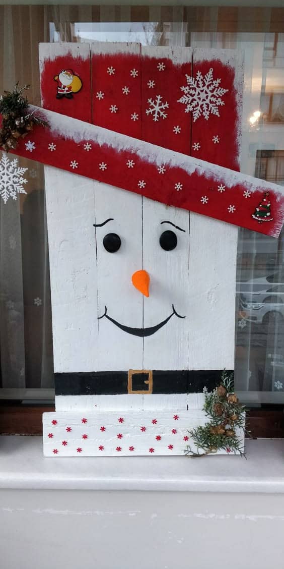 Snowman Snowflake Pallet Art