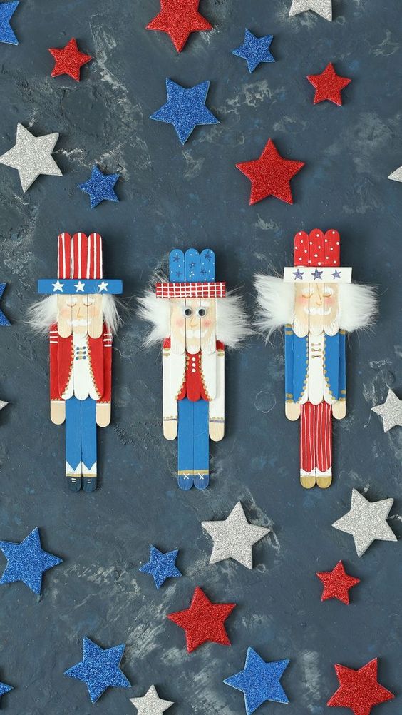 Patriotic Nutcracker Popsicle Ornaments