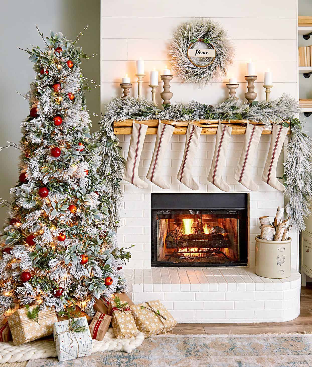 Cozy Woodland Christmas Mantel Decor