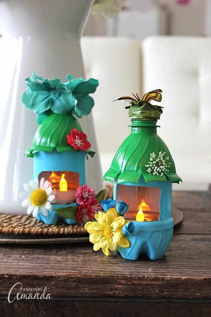 Whimsical Bottle Lantern Houses